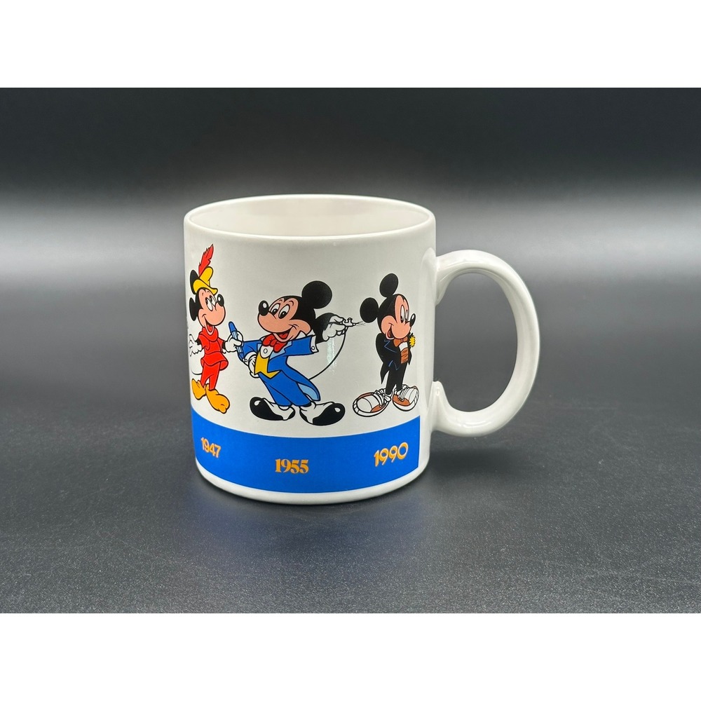 Vintage Disney Applause Mickey Draws Mickey Evolution Ceramic Coffee Mug 1990s